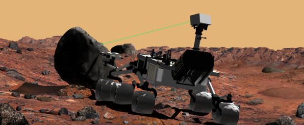PIA09202: Mars Science Laboratory Using Laser Instrument, Artist's Concept