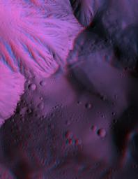 PIA09569: Anaglyph of the Basal Scarp of Olympus Mons Volcano