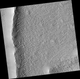 PIA09574: Radial Ridge in Deposit Near Pavonis Mons