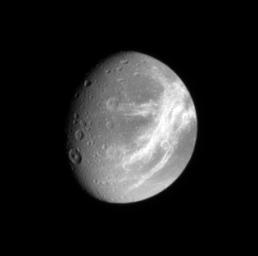 PIA09801: Dione's Fractured Face