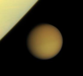 PIA09858: Titan Approaches Saturn
