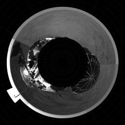 PIA10734: Fish Eye View of Horizon and Lander