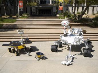 PIA11431: Size Comparison: Three Generations of Mars Rovers