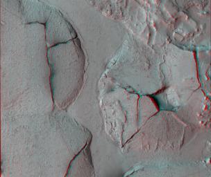PIA11446: Elysium Planitia, Mars - Fractured Mounds in Stereo