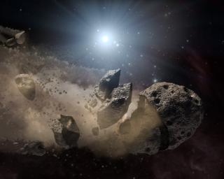 PIA11735: Asteroid 'Bites the Dust' Around Dead Star (Artist Concept)