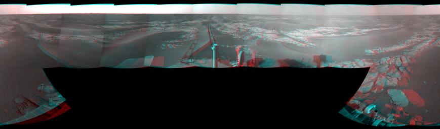 PIA11791: Opportunity's View After Long Drive on Sol 1770 (Stereo)