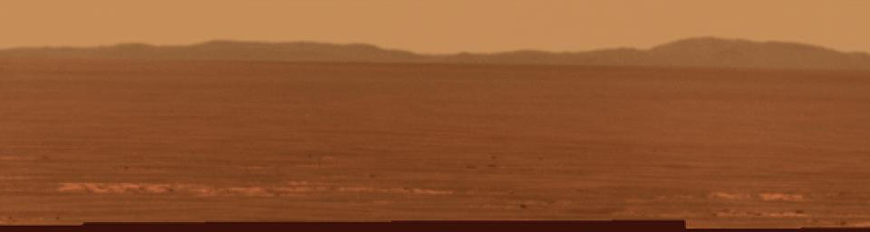 PIA13669: Rim of Endeavour on Opportunity's Horizon, Sol 2424