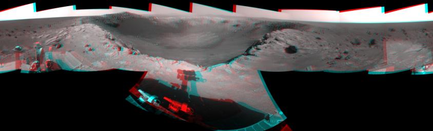 PIA13757: View of 'Santa Maria' Crater from Western Rim, Sol 2454 (Stereo)