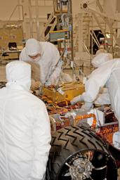 PIA13793: Lowering SAM Instrument into Curiosity Mars Rover