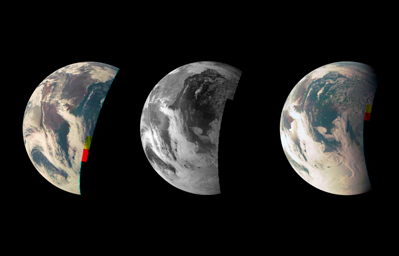 PIA14447: Earth Triptych from NASA's Juno Spacecraft