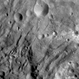 PIA14788: Groovy Terrain at Vesta's South Pole