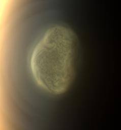 PIA14919: Titan's Colorful South Polar Vortex