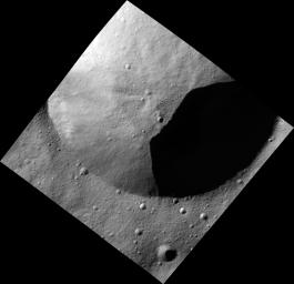 PIA15222: Crater in Shadow on Vesta