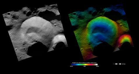 PIA15319: Topography and Albedo Image of Caparronia Crater