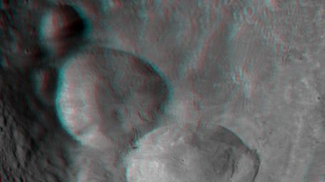 PIA15321: 3-D Image of Vesta's "Snowman" Craters