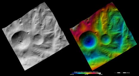 PIA15486: Apparent Brightness and Topography Images of Severina Crater