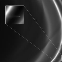 PIA15502: Small Trail at Saturn Orbit Insertion