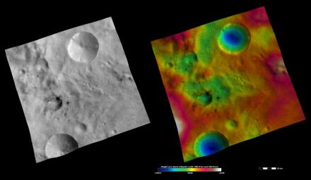 PIA15830: Apparent Brightness and Topography Images of Laelia and Sextilia Craters