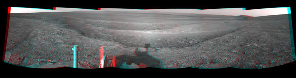 PIA16924: Opportunity Overlooking Endeavour Crater, Stereo View