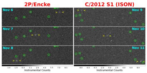 PIA17693: MESSENGER's First Images of Comets Encke and ISON