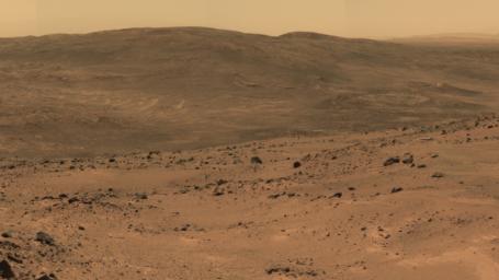 PIA17760: NASA's Mars Rover Spirit's View Southward from Husband Hill