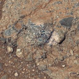 PIA17768: Martian Rock 'Harrison' in Color, Showing Crystals