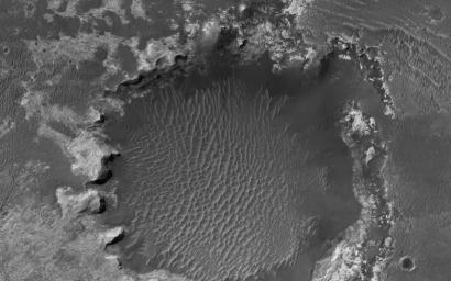 PIA18110: A Crater Straddling Two Terrain Units