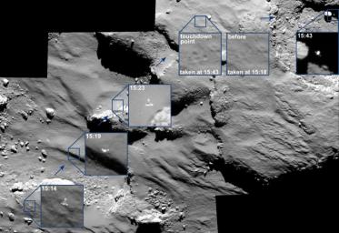 PIA18897: Rosetta Lander Captured Before/After Bounce