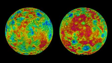 PIA19607: Topographic Maps of Ceres' East and West Hemispheres
