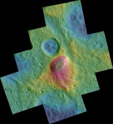 PIA20399: Dawn Color Topography of Ahuna Mons on Ceres