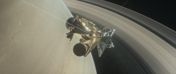 PIA21439: Cassini Grand Finale Dive (Illustration)