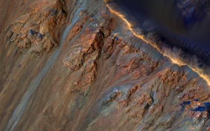 PIA21605: Colorful Equatorial Gullies in Krupac Crater