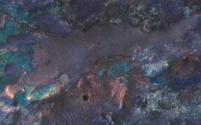 PIA21609: Colorful Impact Ejecta from Hargraves Crater