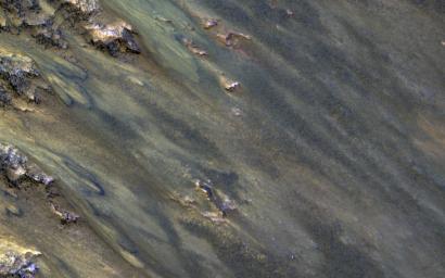 PIA21651: Active Flows on Steep Slopes in Ganges Chasma
