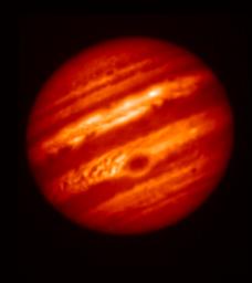 PIA21714: Jupiter With Great Red Spot, Mid-Infrared, May 2017