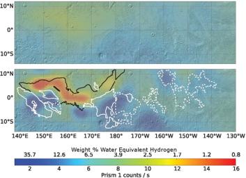 PIA21848: Analysis Sharpens Mars Hydrogen Map, Hinting Equatorial Water Ice