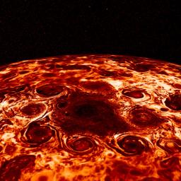 PIA22335: Cyclones Encircle Jupiter's North Pole