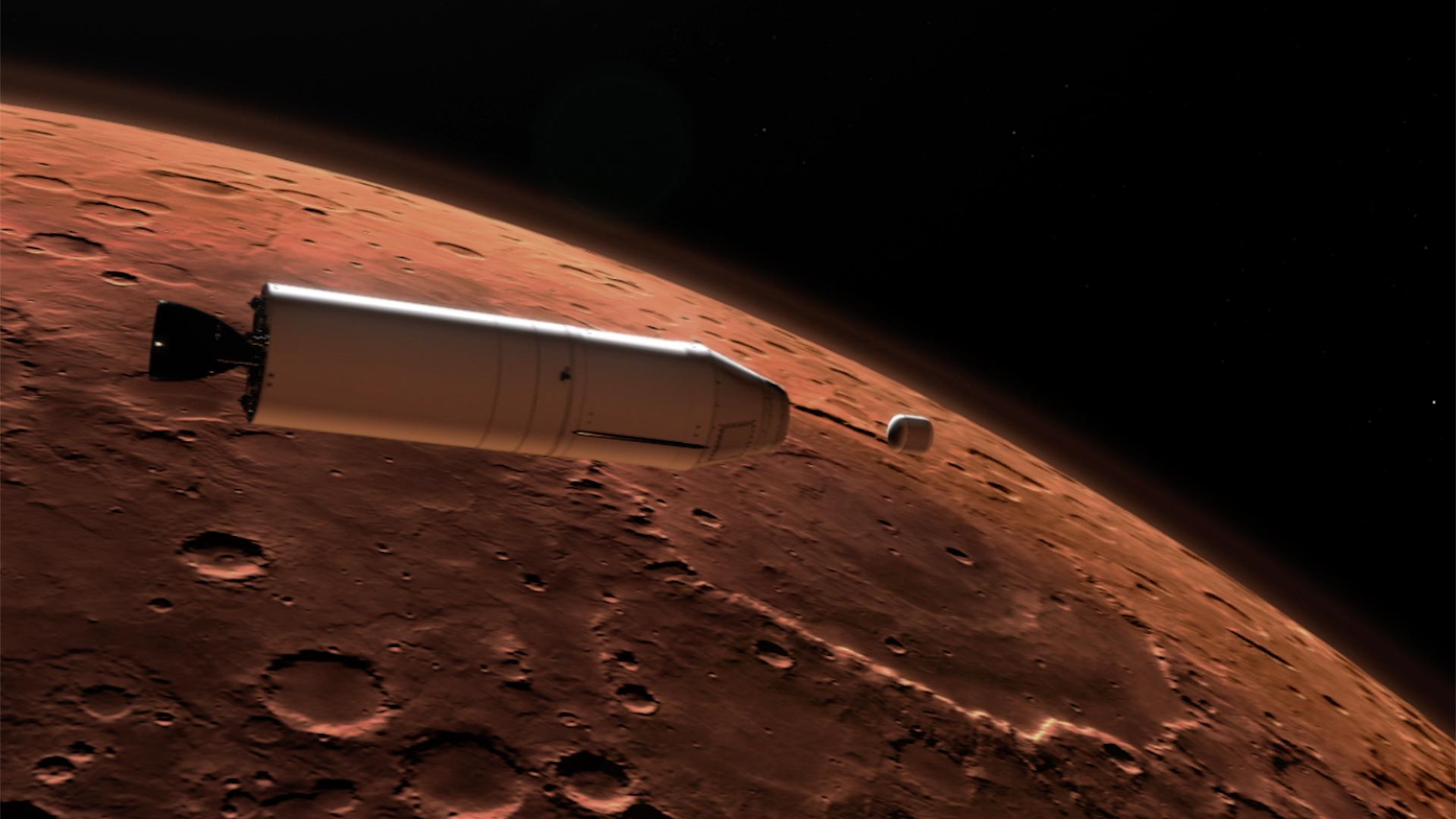PIA23500: Mars Ascent Vehicle Deploying Sample Container in Orbit (Artist's Concept)