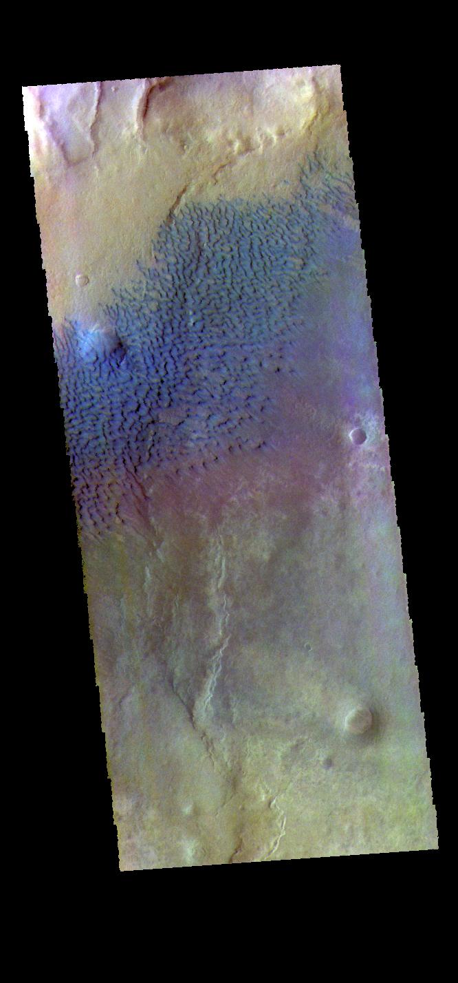PIA23628: Sumgin Crater - False Color