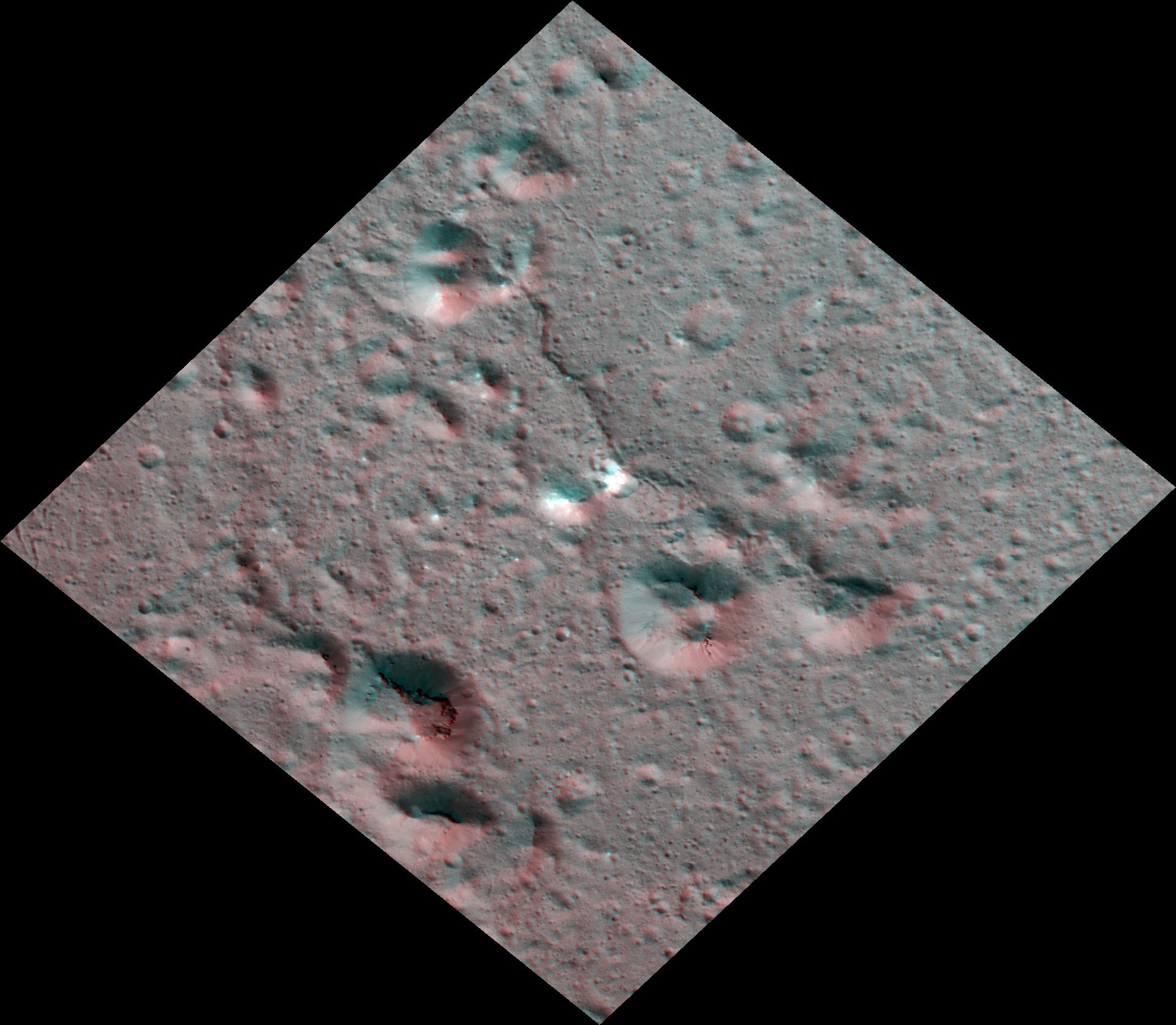 PIA24063: Dawn Stereo Anaglyph of Hydrothermal Deposits at Occator Crater, Ceres