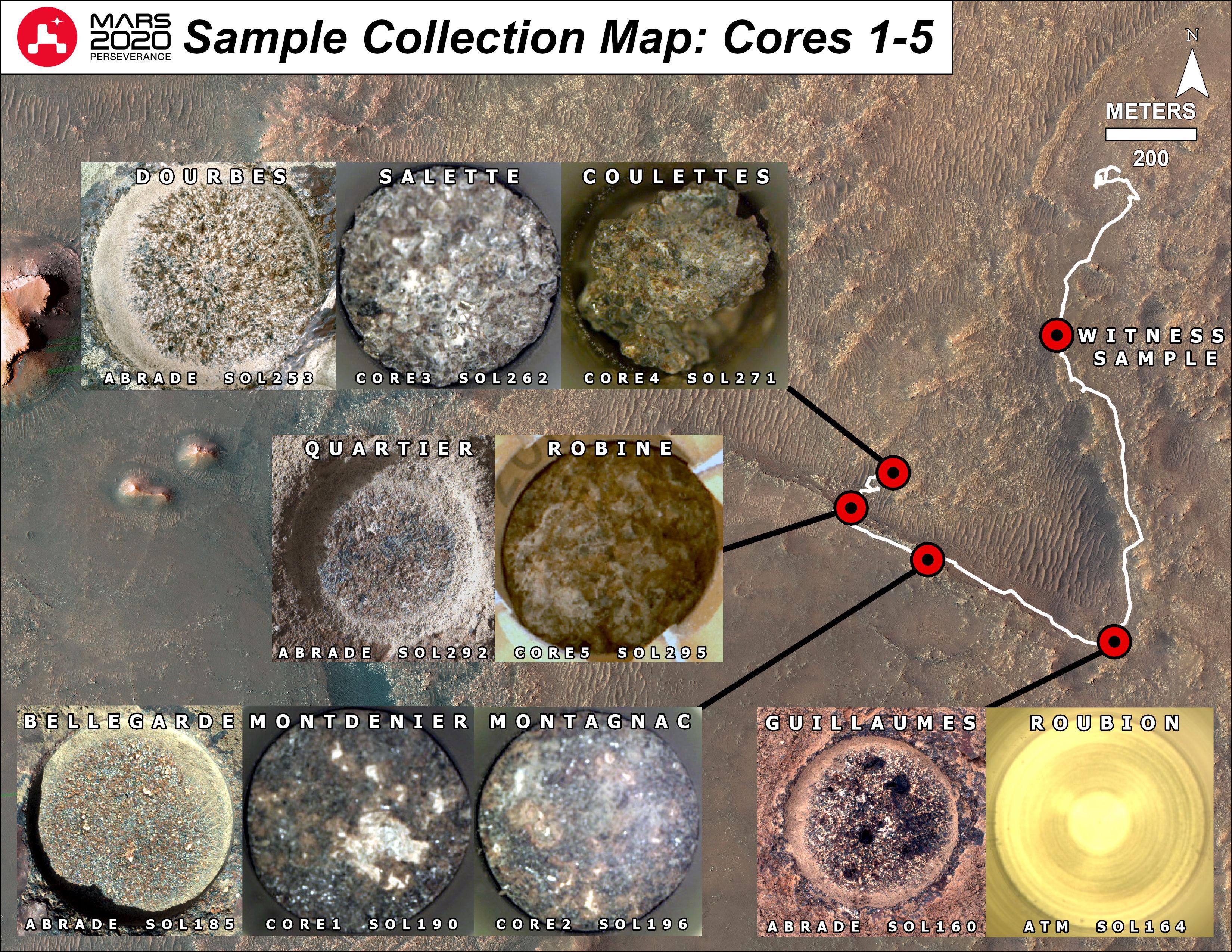 PIA25065: Mapping Perseverance's First Six Samples