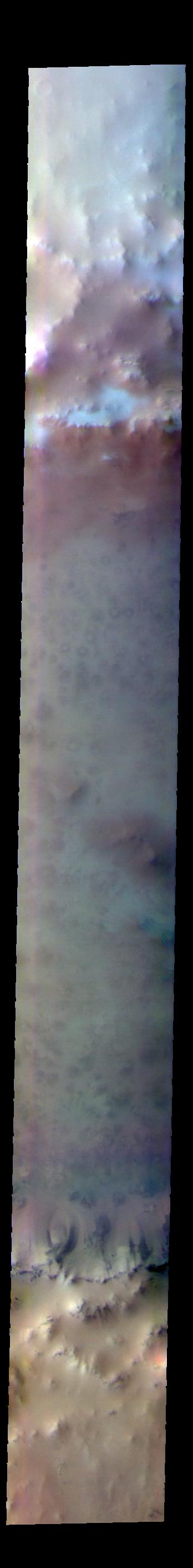 PIA25091: Lomonosov Crater - False Color