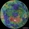PIA00007: Hemispheric View of Venus Centered at the North Pole