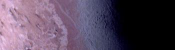 PIA00060: Triton - False Color of 'Cantaloupe' Terrain