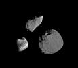 PIA00078: Gaspra, Deimos, and Phobos Comparison