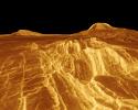 PIA00200: Venus - False Color Perspective of Sif and Gula Mons
