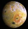 PIA00738: Topography and Volcanoes on Io (color)
