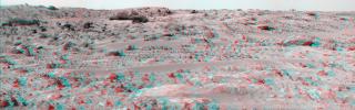 PIA00999: Northeast View from Pathfinder Lander - Anaglyph