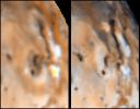PIA01067: Changes on Io around Maui and Amirani between Voyager 1 and Galileo's Second Orbit