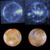 PIA01094: Io Degassing from sub- and anti-Jupiter Regions
